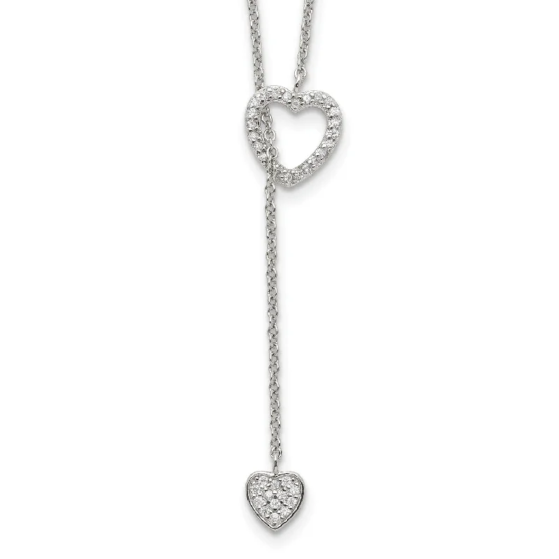 Bohemian-Inspired Jewelry For Free-Spirited Fashion Heart String Sterling Silver Cubic Zirconia Heart Necklace