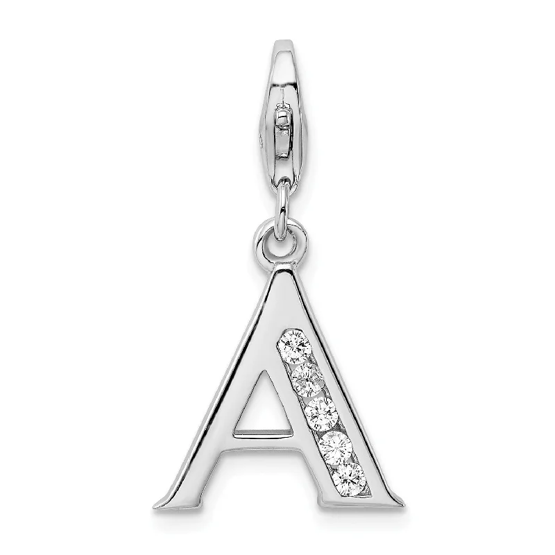 Elegant Jewelry, Affordable Luxury – Shop Now Sterling Silver RH CZ Letter A w/Lobster Clasp Charm