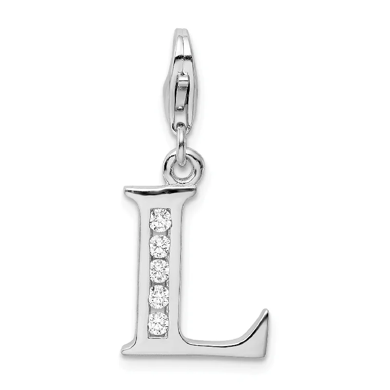 Elegant Jewelry Styles At Budget-Friendly Prices Sterling Silver RH CZ Letter L w/Lobster Clasp Charm
