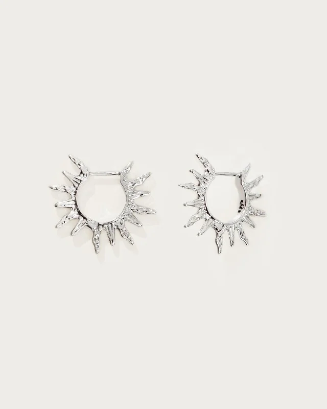 Shop Modern Jewelry Collections With Exclusive Discounts Sun Hoop Earrings in Silver