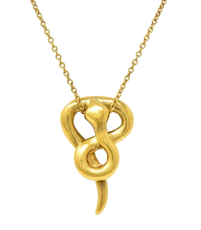 Unlock Unbeatable Jewelry Deals Before They’Re Gone Tiffany & Co. Elsa Peretti 1979 18 Karat Yellow Gold Vintage Snake Chinese Zodiac Pendant Necklace