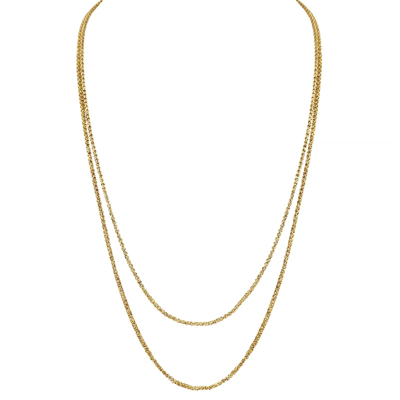 Luxury Jewelry Without The Luxury Price Tag Victorian 15 Karat Yellow Gold Double Curb Link 60" Long Antique Chain Necklace