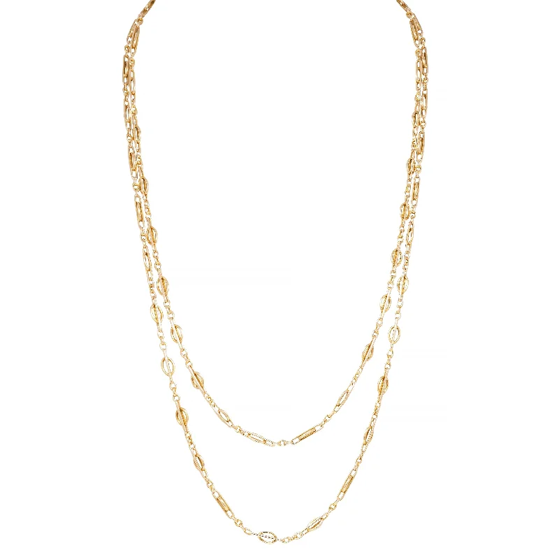 Don't Miss Out On Jaw-Dropping Jewelry Discounts Victorian 18 Karat Yellow Gold Paperclip Link 55 1/2 Long Antique Chain Necklace