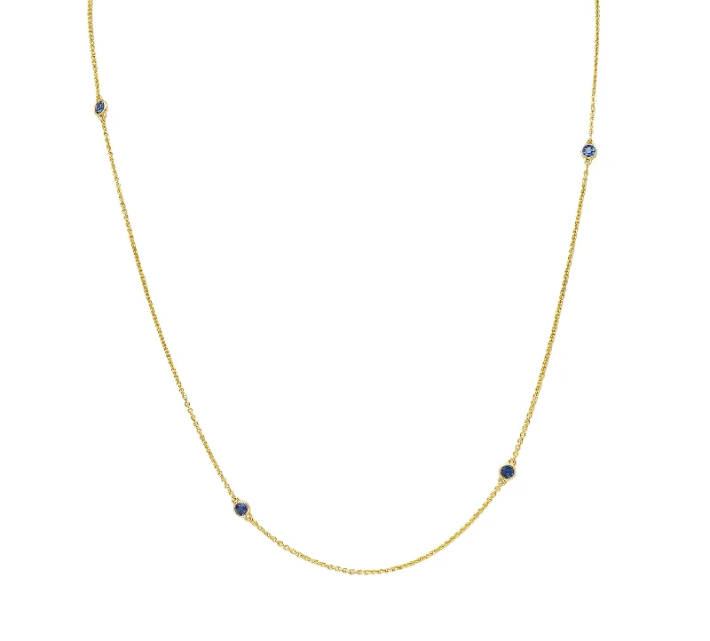 Luxury Jewelry Without The Luxury Price Tag Victorian 2.10 CTW Sapphire 14 Karat Yellow Gold Antique Station Chain Necklace