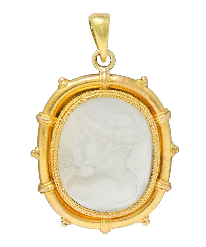 Limited-Stock Jewelry Sale – Shop Before It's Gone Victorian Carved Moonstone 14 Karat Yellow Gold Hermes Greek God Antique Cameo Pendant