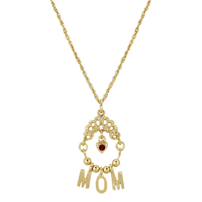 Exclusive Jewelry Discounts – Shop Now For Savings 1928 Jewelry Siam Red Crystal Heart Charm Mom Pendant Necklace 18"