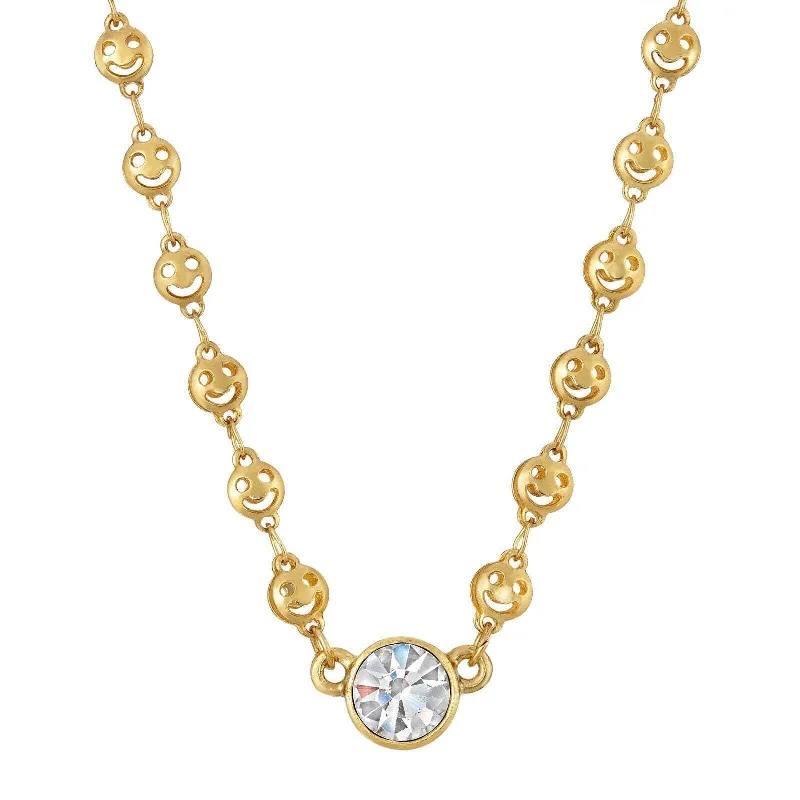 Don't Miss Our Biggest Jewelry Sale Of The Season 1928 Jewelry Happy Face Chain Crystal Stone Necklace 16" + 3" Extender