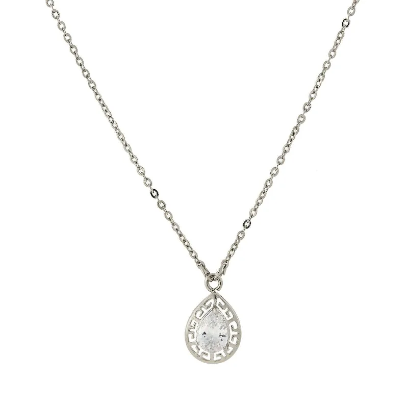 Don't Miss Our Biggest Jewelry Sale Of The Season 1928 Jewelry Teardrop Cubic Zirconia Pendant Necklace 16" + 3" Extender