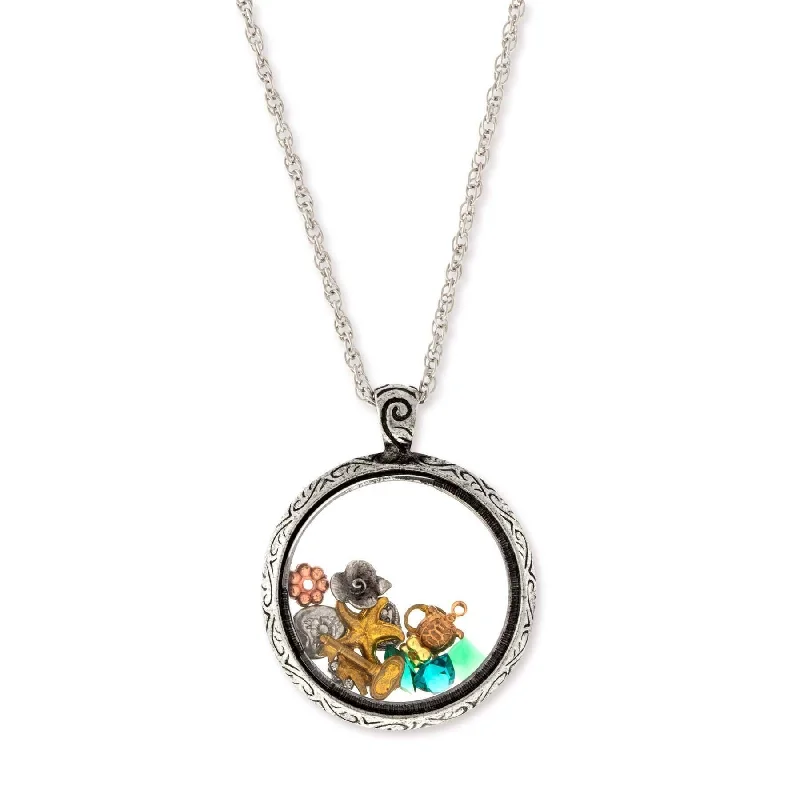 Special Deals On Handcrafted And Designer Jewelry 1928 Jewelry Round Multi Charms Glass Pendant Necklace 30"