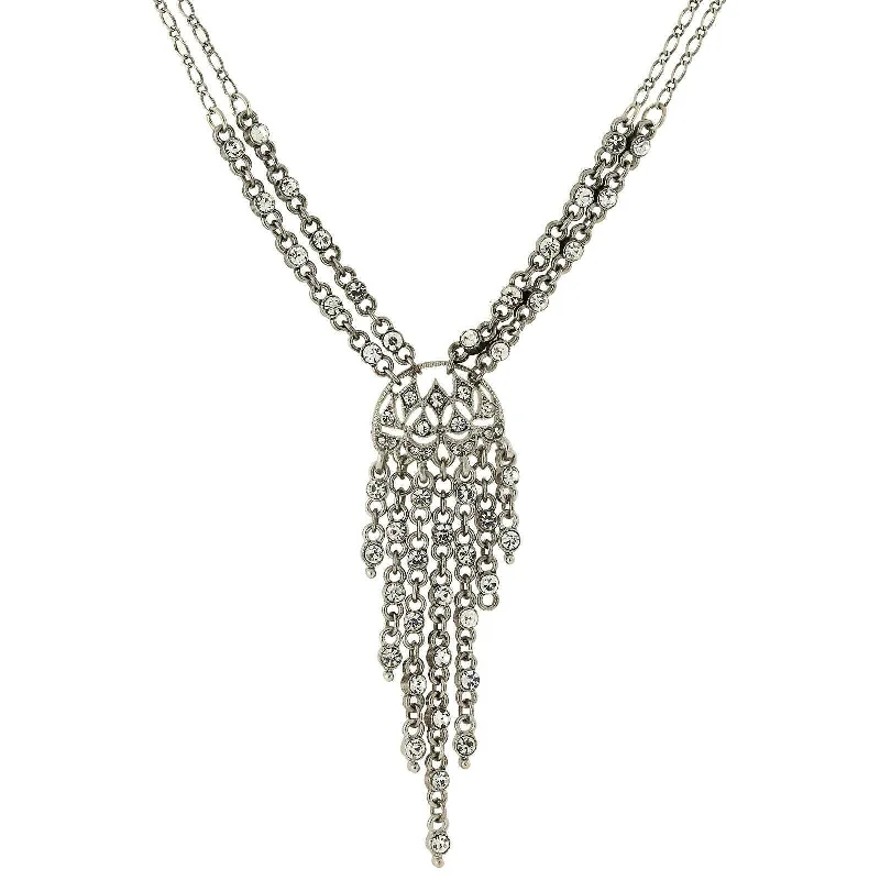Exclusive Jewelry Offers – Sparkle For Less 2028 Jewelry Clear Crystal Front Drop Statement Necklace 15" + 3" Extender