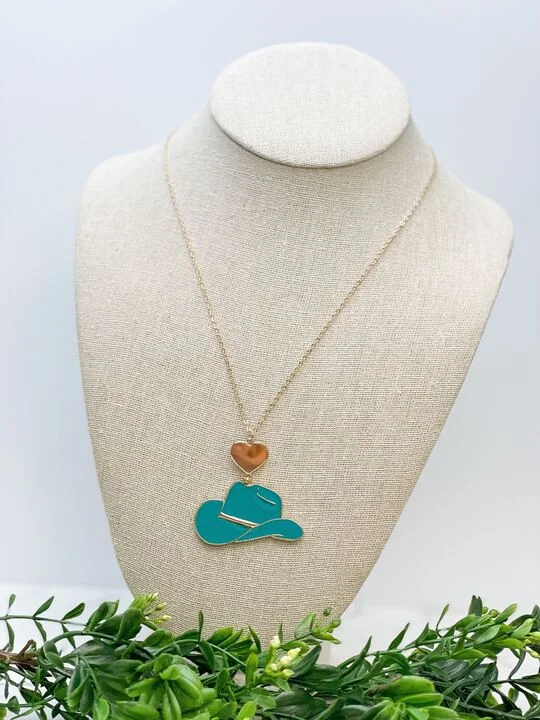 Limited-Time Offer On Premium Jewelry Collections Blue Cowboy Hat Enamel Pendant Necklace