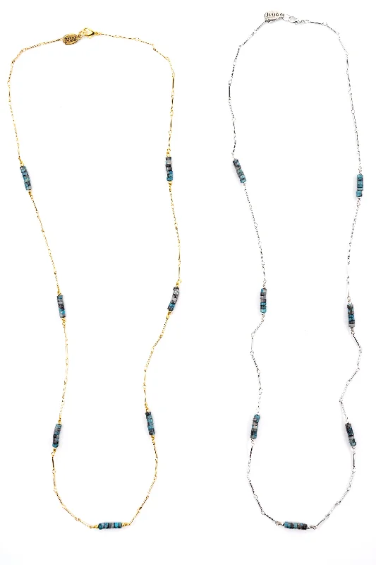 Premium Jewelry, Premium Discounts – Act Fast Boxcar Gemstone and Bar Chain Long Necklace