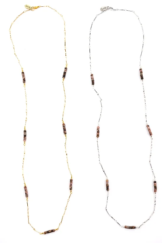 Elevate Your Jewelry Collection With Limited-Time Savings Boxcar Gemstone and Bar Chain Long Necklace