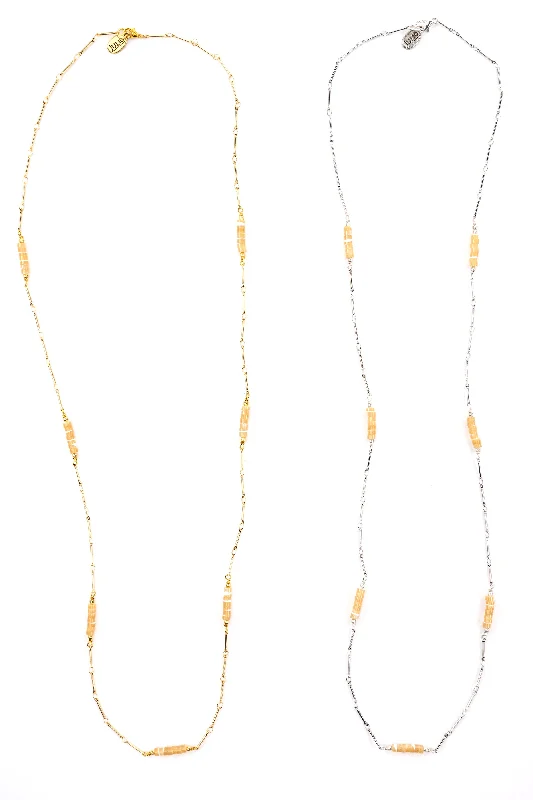 Versatile Layering Jewelry For Effortless Chic Boxcar Gemstone and Bar Chain Long Necklace