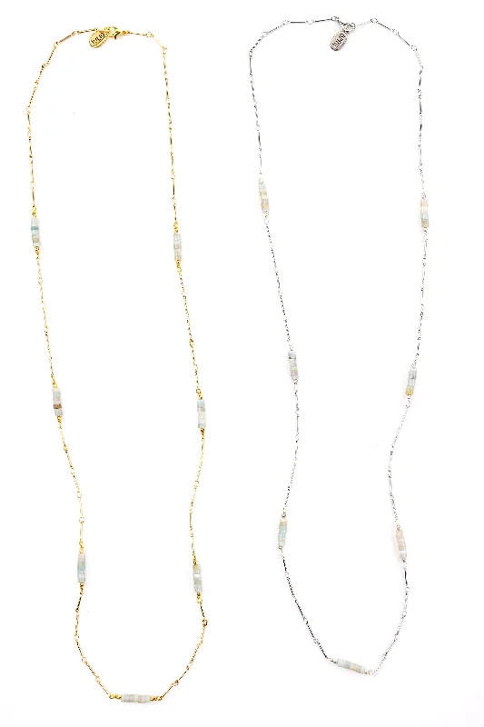 Exclusive Jewelry Sale – Limited-Time Discounts Boxcar Gemstone and Bar Chain Long Necklace