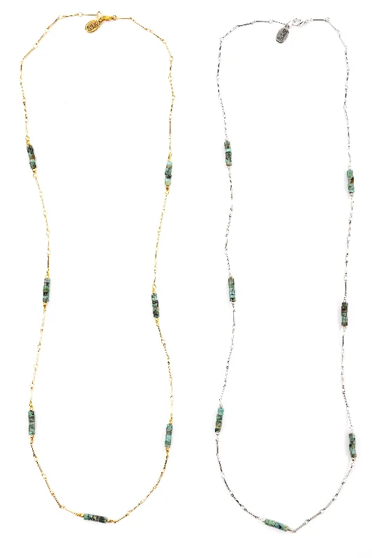 Exclusive Gemstone Jewelry Markdowns – Shop Now Boxcar Gemstone and Bar Chain Long Necklace