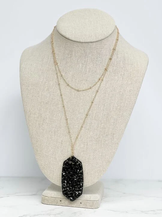 Limited-Stock Jewelry Sale – Once It's Gone, It's Gone Classic Pendant Beaded Long Necklace - Jet