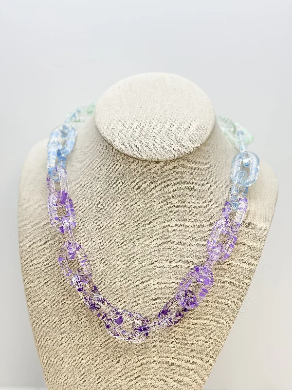 Personalized Jewelry At Special Discount Rates Clear Acetate Linked Necklace - Splatter