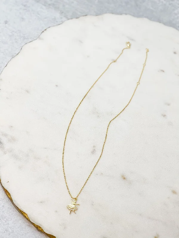 Trending Jewelry Styles Now At Limited-Time Discounts Cubic Zirconia Dancer Pendant Necklace - Gold