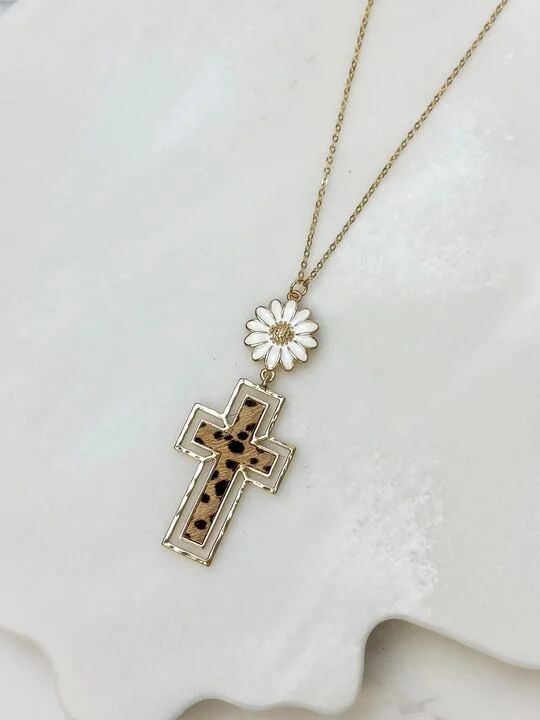 Trending Jewelry Now Available At Exclusive Prices Daisy Cross Pendant Necklace - Spotted
