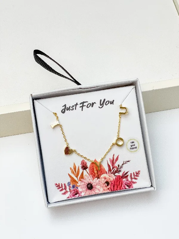 Affordable Luxury Jewelry For Every Occasion 'I Heart You' Sentiment Chain Necklace - Gold