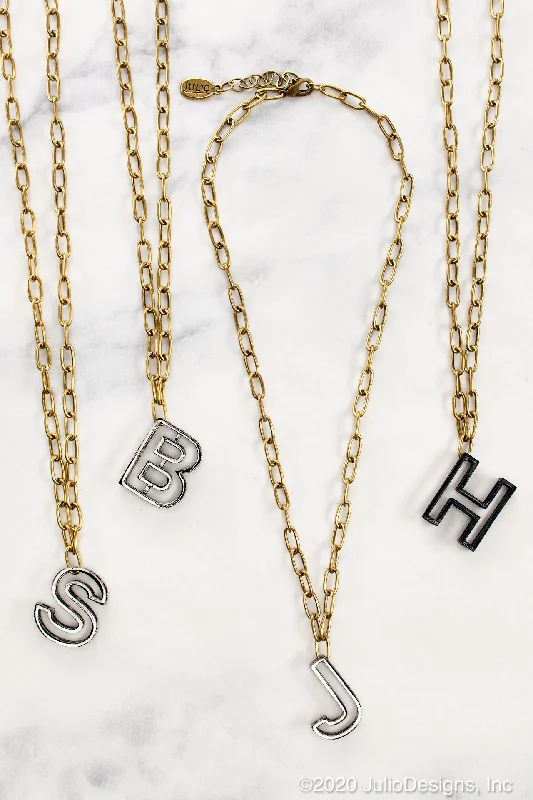 Shop Dazzling Jewelry At The Best Prices Lovell Initial Necklace Black on Gold