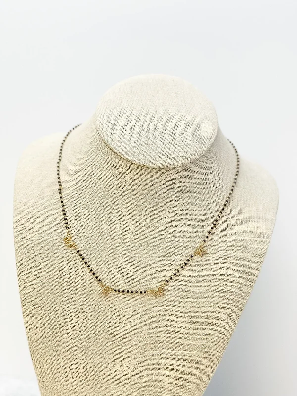 Premium Jewelry Now Available At Special Discounts 'Mama' Chain Necklace - Jet & Gold
