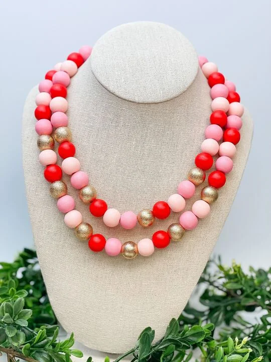 Luxury Meets Affordability – Jewelry Sale Now Live Multi Pink Bead Dual Strand Necklace