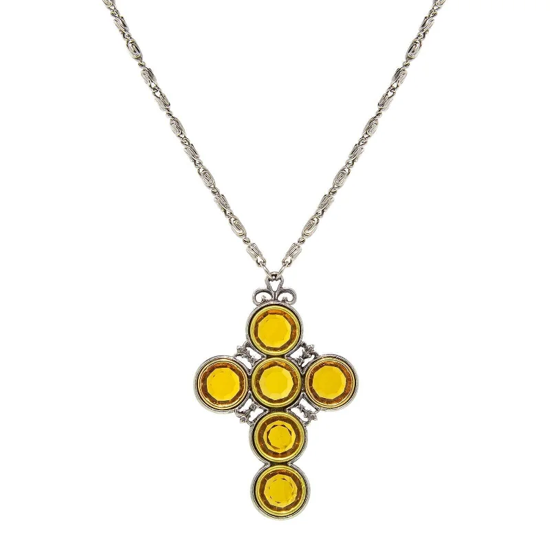 Huge Savings On Premium Jewelry Styles Symbols Of Faith Pewter Color Crystal Cross Pendant Necklace 24" + 3" Extender