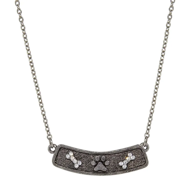 The Perfect Jewelry Piece At The Perfect Discount 1928 Jewelry Crystal Bone And Paw Bar Pendant Necklace 17" + 3" Extender