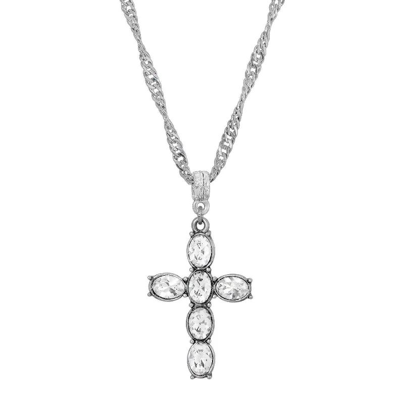 Bestselling Jewelry At Special Promotional Rates Symbols Of Faith Pewter Crystal Cross Twisted Pendant Necklace 20"