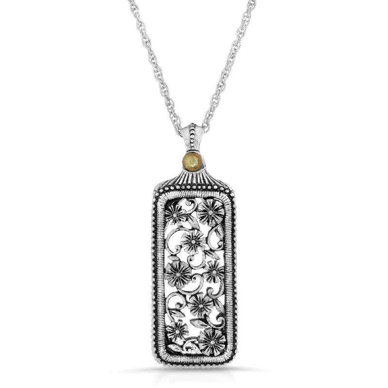 Holiday Jewelry Sale – Perfect Gifts At The Best Prices 1928 Jewelry Pewter Flower Filigree Mirror Pendant Necklace 30"