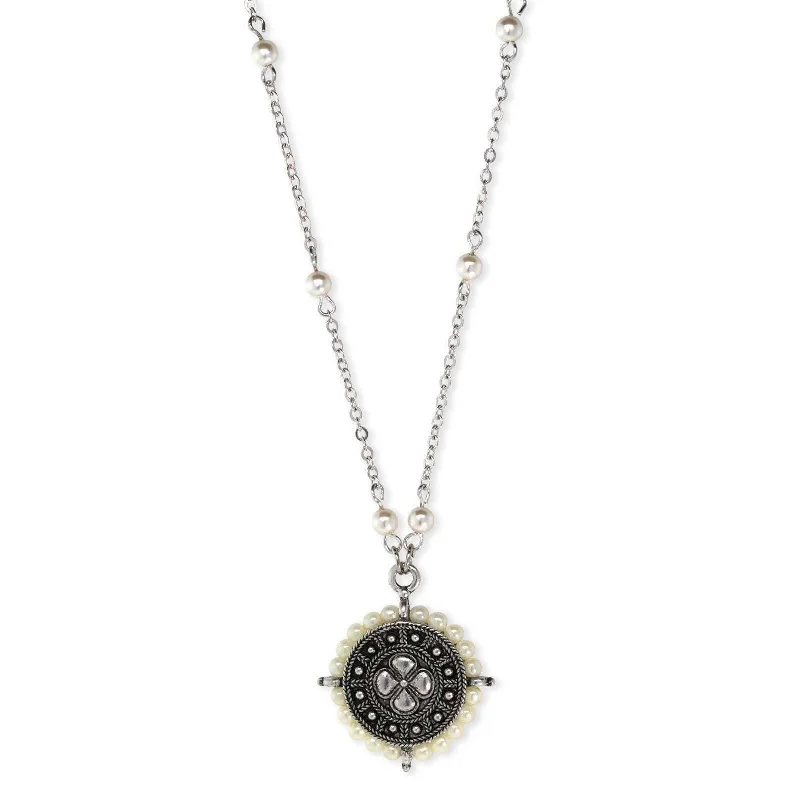 Bold And Beautiful Jewelry Now At Irresistible Prices 1928 Jewelry Round White Faux Pearl Floral Pendant Necklace 16" + 3" Extender