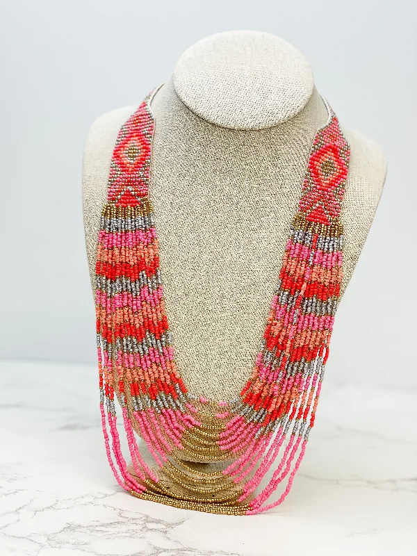 Stunning Jewelry At Even More Stunning Prices Serape Seed Bead Multistrand Necklace