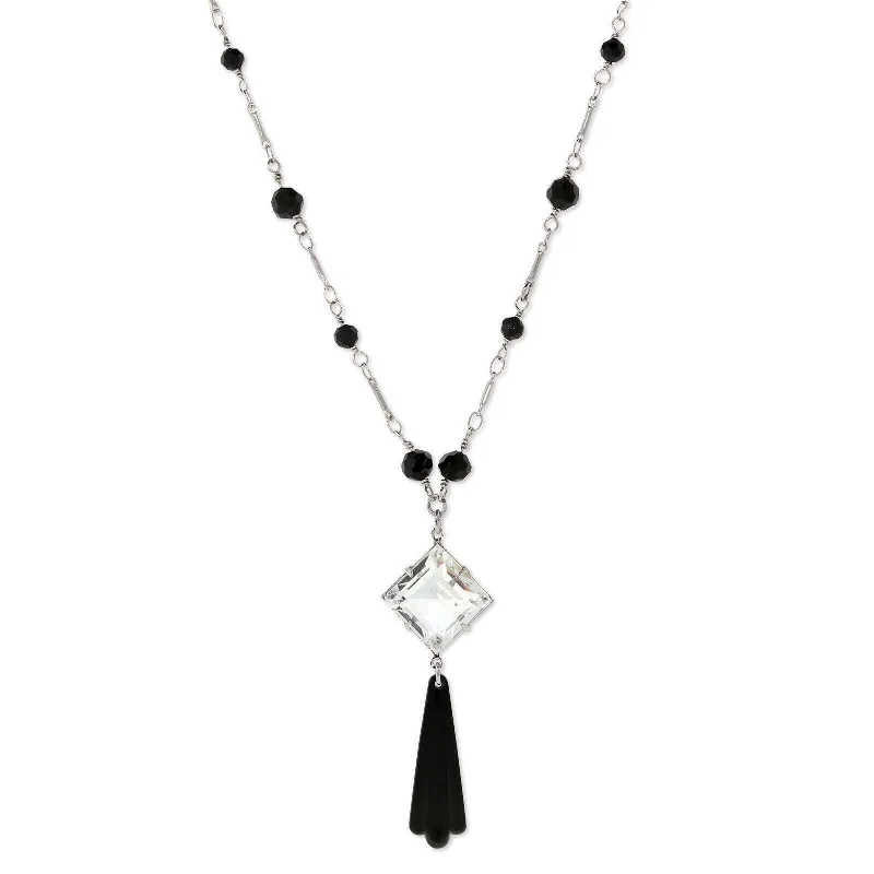 Accessorize For Less – Luxury Jewelry At Affordable Prices 1928 Jewelry Black Bead Crystal Austrian Necklace 16" + 3" Extender