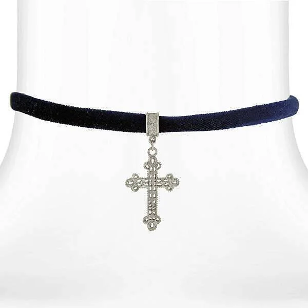 Grab Your Favorite Jewelry At The Lowest Prices Symbols Of Faith Filigree Cross Pendant Necklace On Black Velvet Ribbon 12" + 5" Extender