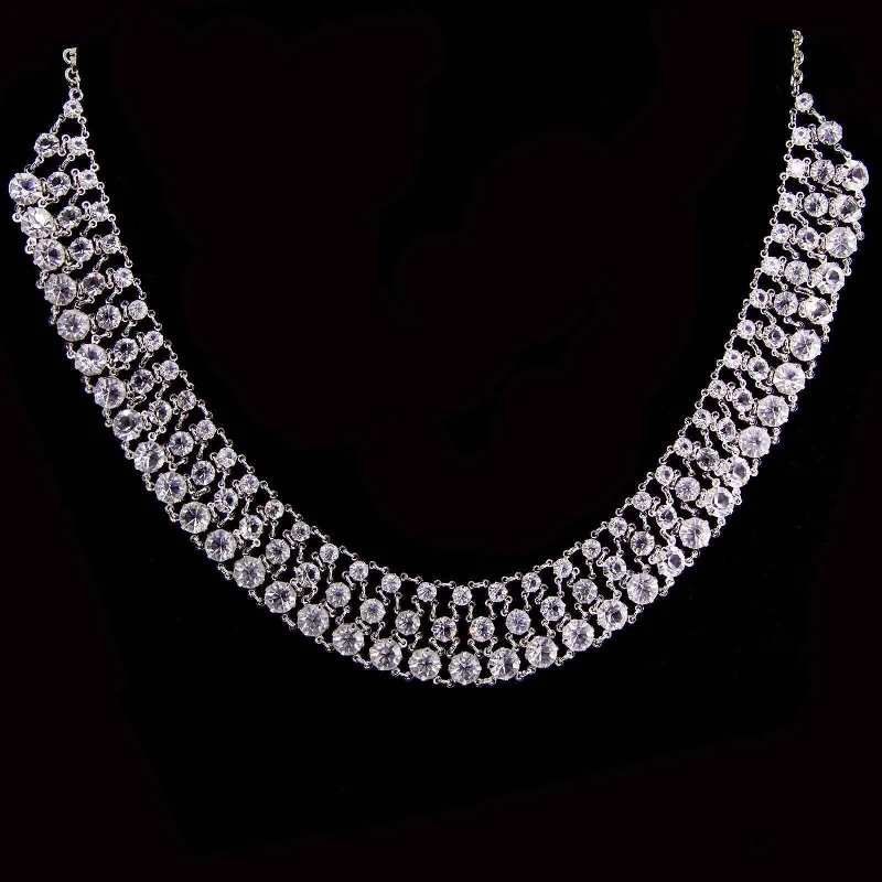 Get The Jewelry You Love At A Price You Love 1928 Jewelry Round 3 Row Vintage Austrian Crystal Necklace 16" + 3" Extender