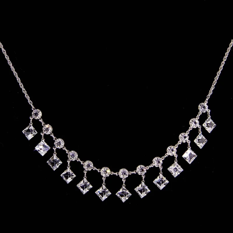 Best Jewelry Sale Prices – Limited-Time Offer 1928 Jewelry Round And Square Drop Austrian Crystal Necklace 15"
