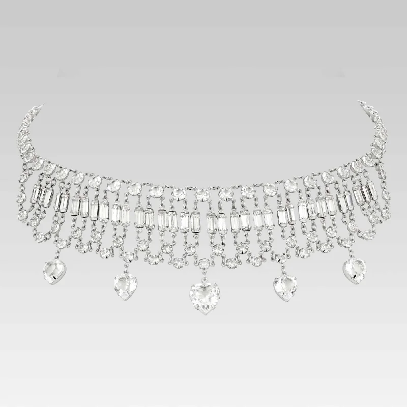 High-End Sparkle, Low-End Prices – Jewelry Sale Live 1928 Jewelry Vintage Austrian Crystal Baguette and Heart Drop Necklace 12.5 + 3" Extender
