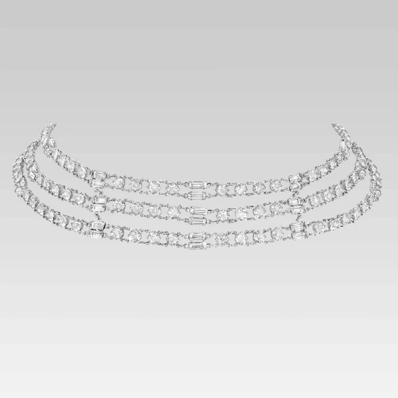 Breathtaking Jewelry, Breathtaking Prices 1928 Jewelry Vintage Austrian Crystal Baguette and Round Multi Chain Necklace 16"