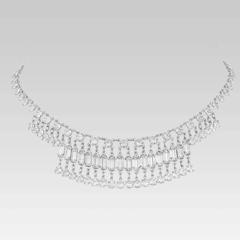 The Biggest Jewelry Sale Of The Year Is Here 1928 Jewelry Vintage Austrian Crystal Baguette Round Drop Link Necklace 14"