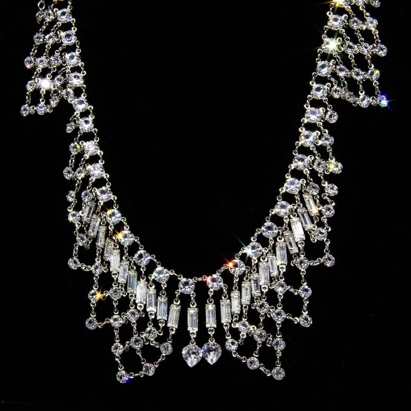 Waterproof Stainless Steel Jewelry For Lasting Beauty 1928 Jewelry Vintage Austrian Crystal Bib Necklace 12 - 15" Adjustable