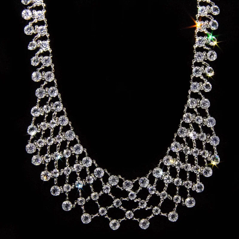 Romantic Heart-Shaped Jewelry For Special Gifts 1928 Jewelry Vintage Austrian Crystal Collar Necklace 15" Chain