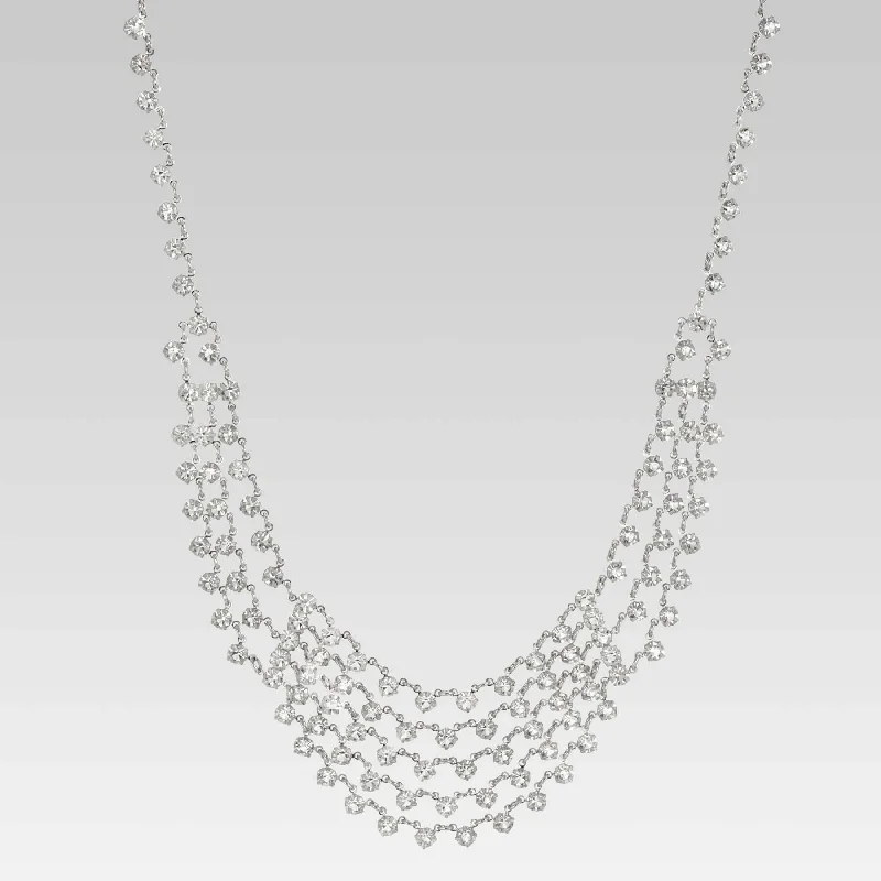 Get Your Favorite Jewelry At The Best Price 1928 Jewelry Vintage Austrian Crystal Round Multi Chain Bib Necklace 15"