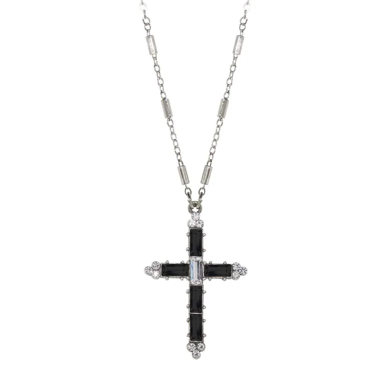 Dazzle In Elegance With Our Biggest Jewelry Sale Symbols Of Faith Pewter Crystal Cross Pendant Necklace 20"