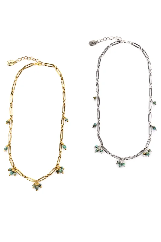 Make Your Outfit Shine With Discounted Jewelry Tomasita Gemstone and Paperclip Chain Necklace