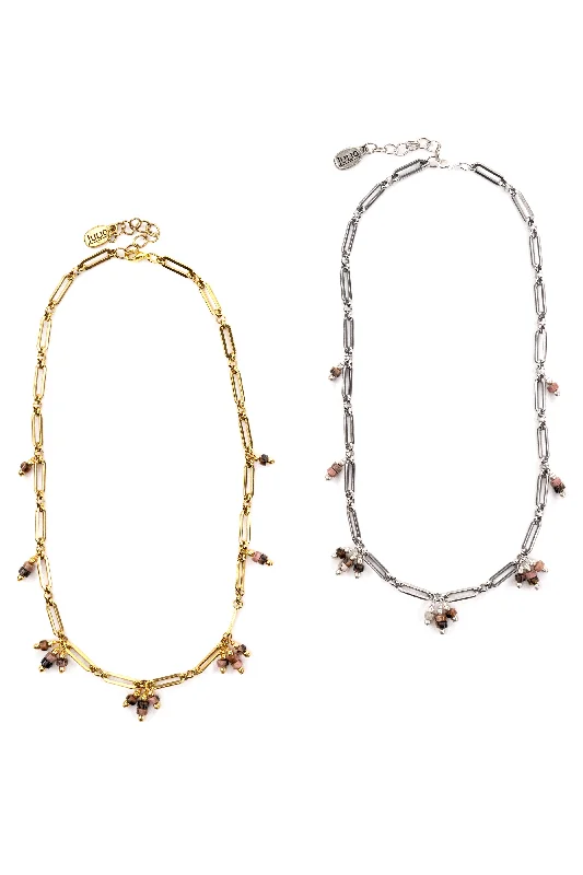 Stunning Statement Jewelry, Unbeatable Discounts Tomasita Gemstone and Paperclip Chain Necklace