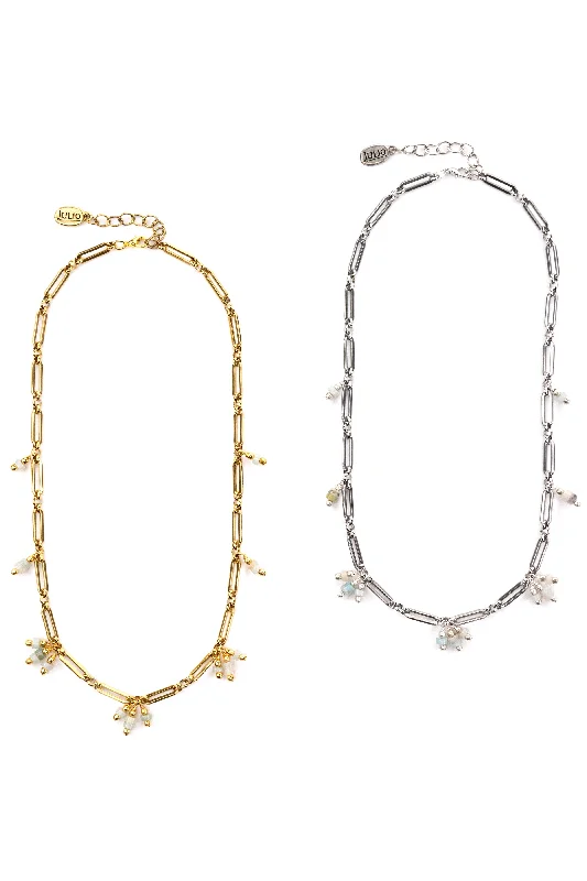 Chic, Trendy, And Affordable Jewelry Sale Tomasita Gemstone and Paperclip Chain Necklace