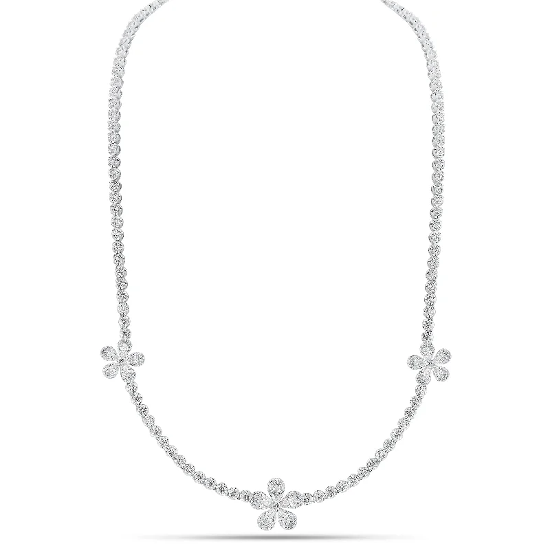 Grab Your Favorite Jewelry At The Lowest Prices Diamond Flower Tennis Necklace