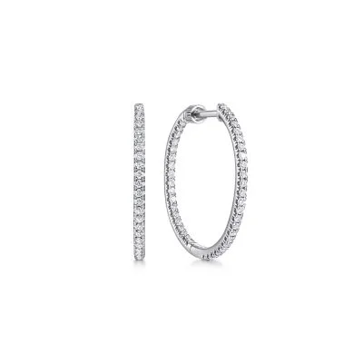 Dainty Floral Jewelry For Feminine Elegance 14K White Gold 0.50ctw Diamond Hoop Earrings